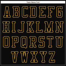 Laden Sie das Bild in den Galerie-Viewer, Uksn Individuelles Bomberjacke in Schwarz-Schwarz-Gold mit Druckknopfleiste und Varsity-Letterman-Stil
