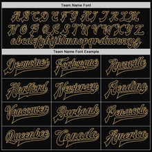 Laden Sie das Bild in den Galerie-Viewer, Uksn Individuelles Bomberjacke in Schwarz-Schwarz-Altgold mit Druckknopfleiste und Varsity-Letterman-Stil

