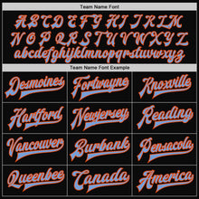Laden Sie das Bild in den Galerie-Viewer, Uksn Individuelles Bomberjacke in Schwarz-Hellblau-Orange mit Druckknopfleiste, Zweifarben-Design und Varsity-Letterman-Stil
