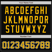 Laden Sie das Bild in den Galerie-Viewer, Uksn Individuelles Bomberjacke in Schwarz-Gold-Grau mit Druckknopfleiste, Zweifarben-Design und Varsity-Letterman-Stil
