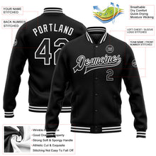 Laden Sie das Bild in den Galerie-Viewer, Uksn Individuelles Bomberjacke in Schwarz-Weiß mit Druckknopfleiste und Varsity-Letterman-Stil
