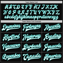 Laden Sie das Bild in den Galerie-Viewer, Uksn Individuelles Bomberjacke in Schwarz-Weiß-Aqua mit Druckknopfleiste und Varsity-Letterman-Stil
