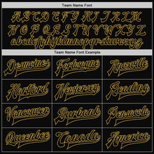 Laden Sie das Bild in den Galerie-Viewer, Uksn Individuelles Bomberjacke in Schwarz mit altgoldfarbenen Nadelstreifen in Altgold, Druckknopfleiste und Varsity-Letterman-Stil
