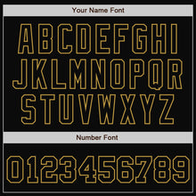 Laden Sie das Bild in den Galerie-Viewer, Uksn Individuelles Bomberjacke in Schwarz mit altgoldfarbenen Nadelstreifen in Altgold, Druckknopfleiste und Varsity-Letterman-Stil
