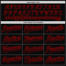 Laden Sie das Bild in den Galerie-Viewer, Uksn Individuelles Bomberjacke in Schwarz mit roten Nadelstreifen in Rot, Druckknopfleiste und Varsity-Letterman-Stil
