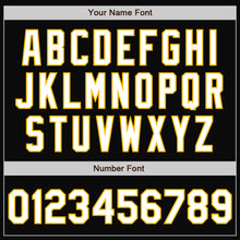 Laden Sie das Bild in den Galerie-Viewer, Uksn Individuelles Bomberjacke in Schwarz mit weißen Nadelstreifen in Gold, Druckknopfleiste und Varsity-Letterman-Stil
