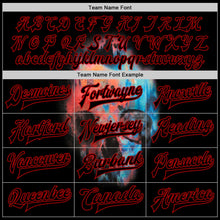 Laden Sie das Bild in den Galerie-Viewer, Uksn Individuelles Bomberjacke in Schwarz-Rot mit 3D-Totenkopf-Design, Druckknopfleiste und Varsity-Letterman-Stil
