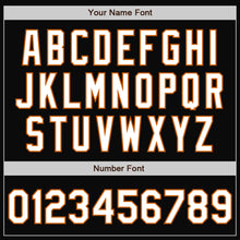 Laden Sie das Bild in den Galerie-Viewer, Uksn Individuelles Bomberjacke in Schwarz-Weiß-Texas-Orange mit Druckknopfleiste, Zweifarben-Design und Varsity-Letterman-Stil

