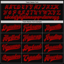 Laden Sie das Bild in den Galerie-Viewer, Uksn Individuelles Bomberjacke in Schwarz-Rot mit Druckknopfleiste, Zweifarben-Design und Varsity-Letterman-Stil
