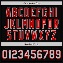 Laden Sie das Bild in den Galerie-Viewer, Uksn Individuelles Bomberjacke in Schwarz-Grau-Rot mit Druckknopfleiste, Zweifarben-Design und Varsity-Letterman-Stil
