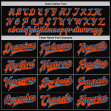 Laden Sie das Bild in den Galerie-Viewer, Uksn Individuelles Bomberjacke in Schwarz-Hellblau-Orange mit Druckknopfleiste, Zweifarben-Design und Varsity-Letterman-Stil
