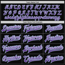 Laden Sie das Bild in den Galerie-Viewer, Uksn Individuelles Bomberjacke in Schwarz-Hellblau-Violett mit Druckknopfleiste, Zweifarben-Design und Varsity-Letterman-Stil
