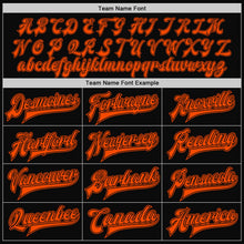 Laden Sie das Bild in den Galerie-Viewer, Uksn Individuelles Bomberjacke in Schwarz-Orange mit Druckknopfleiste, Zweifarben-Design und Varsity-Letterman-Stil

