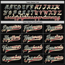 Laden Sie das Bild in den Galerie-Viewer, Uksn Individuelles Bomberjacke in Schwarz-Creme-Oliv mit Vintage-USA-Flagge, Druckknopfleiste, Zweifarben-Design und Varsity-Letterman-Stil
