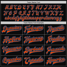 Laden Sie das Bild in den Galerie-Viewer, Uksn Individuelles Bomberjacke in Schwarz-Puderblau-Orange mit Druckknopfleiste, Zweifarben-Design und Varsity-Letterman-Stil
