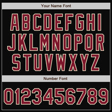 Laden Sie das Bild in den Galerie-Viewer, Uksn Individuelles Bomberjacke in Schwarz-Karmesinrot-Creme mit Druckknopfleiste, Zweifarben-Design und Varsity-Letterman-Stil
