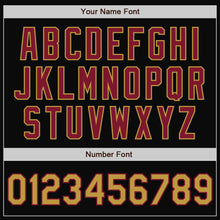 Laden Sie das Bild in den Galerie-Viewer, Uksn Individuelles Bomberjacke in Schwarz-Altgold-Karmesinrot mit Druckknopfleiste, Zweifarben-Design und Varsity-Letterman-Stil
