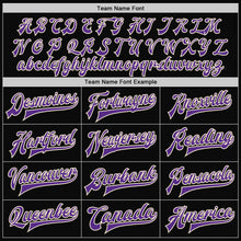 Laden Sie das Bild in den Galerie-Viewer, Uksn Individuelles Bomberjacke in Schwarz-Violett-Creme mit Druckknopfleiste, Zweifarben-Design und Varsity-Letterman-Stil
