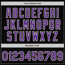 Laden Sie das Bild in den Galerie-Viewer, Uksn Individuelles Bomberjacke in Schwarz-Violett-Creme mit Druckknopfleiste, Zweifarben-Design und Varsity-Letterman-Stil
