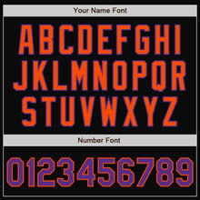 Laden Sie das Bild in den Galerie-Viewer, Uksn Individuelles Bomberjacke in Schwarz-Violett-Orange mit Druckknopfleiste, Zweifarben-Design und Varsity-Letterman-Stil
