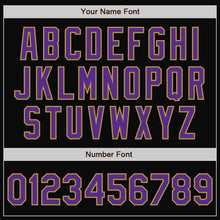 Laden Sie das Bild in den Galerie-Viewer, Uksn Individuelles Bomberjacke in Schwarz-Violett-Altgold mit Druckknopfleiste, Zweifarben-Design und Varsity-Letterman-Stil
