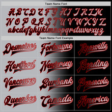 Laden Sie das Bild in den Galerie-Viewer, Uksn Individuelles Bomberjacke in Schwarz-Grau-Rot mit Farbverlauf-Design, Druckknopfleiste und Varsity-Letterman-Stil
