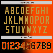Laden Sie das Bild in den Galerie-Viewer, Uksn Individuelles Bomberjacke in Schwarz-Orange-Altgold mit Farbverlauf-Design, Druckknopfleiste und Varsity-Letterman-Stil
