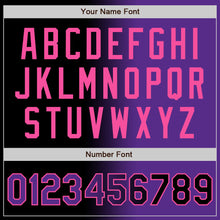 Laden Sie das Bild in den Galerie-Viewer, Uksn Individuelles Bomberjacke in Schwarz-Violett-Pink mit Farbverlauf-Design, Druckknopfleiste und Varsity-Letterman-Stil

