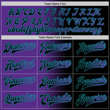 Laden Sie das Bild in den Galerie-Viewer, Uksn Individuelles Bomberjacke in Schwarz-Violett-Petrol mit Farbverlauf-Design, Druckknopfleiste und Varsity-Letterman-Stil
