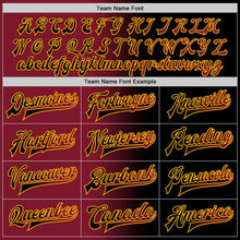 Laden Sie das Bild in den Galerie-Viewer, Uksn Individuelles Bomberjacke in Schwarz-Karmesinrot-Gold mit Farbverlauf-Design, Druckknopfleiste und Varsity-Letterman-Stil
