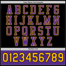 Laden Sie das Bild in den Galerie-Viewer, Uksn Individuelles Bomberjacke in Schwarz-Violett-Gold mit Druckknopfleiste, Zweifarben-Design und Varsity-Letterman-Stil
