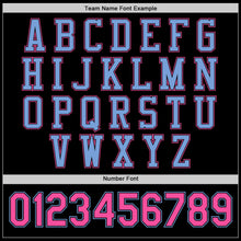 Laden Sie das Bild in den Galerie-Viewer, Uksn Individuelles Bomberjacke in Schwarz-Hellblau-Pink mit Druckknopfleiste und Varsity-Letterman-Stil
