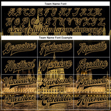 Laden Sie das Bild in den Galerie-Viewer, Uksn Individuelles Bomberjacke in Schwarz-Altgold mit 3D-Parlamentsgebäude-Budapest-Ungarn-City-Edition, Druckknopfleiste und Varsity-Letterman-Stil
