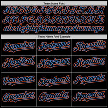 Laden Sie das Bild in den Galerie-Viewer, Uksn Individuelles Bomberjacke in Schwarz-Puderblau-Orange mit Druckknopfleiste, Kapuze und Varsity-Letterman-Stil
