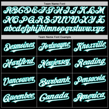 Laden Sie das Bild in den Galerie-Viewer, Uksn Individuelles Bomberjacke in Schwarz-Weiß-Aqua mit Druckknopfleiste, Kapuze und Varsity-Letterman-Stil
