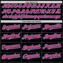 Laden Sie das Bild in den Galerie-Viewer, Uksn Individuelles Bomberjacke in Schwarz-Pink-Hellblau mit Druckknopfleiste, Kapuze und Varsity-Letterman-Stil
