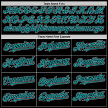 Laden Sie das Bild in den Galerie-Viewer, Uksn Individuelles Bomberjacke in Schwarz-Petrol-Grau mit Druckknopfleiste, Kapuze, Zweifarben-Design und Varsity-Letterman-Stil
