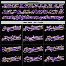 Laden Sie das Bild in den Galerie-Viewer, Uksn Individuelles Bomberjacke in Schwarz-Violett-Creme mit Druckknopfleiste, Kapuze, Zweifarben-Design und Varsity-Letterman-Stil
