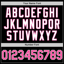 Laden Sie das Bild in den Galerie-Viewer, Uksn Individuelles Bomberjacke in Schwarz-Pink-Weiß mit Byron-Stil, Reverskragen, Druckknopfleiste, Zweifarben-Design und Varsity-Letterman-Stil
