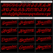 Laden Sie das Bild in den Galerie-Viewer, Uksn Individuelles Bomberjacke in Schwarz-Rot mit Byron-Stil, Reverskragen, Druckknopfleiste, Zweifarben-Design und Varsity-Letterman-Stil
