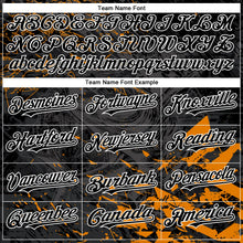 Laden Sie das Bild in den Galerie-Viewer, Uksn Individuelles Bomberjacke in Schwarz-Orange-Weiß mit 3D-Thunfisch-Angel-Motiv, Druckknopfleiste, Kapuze und Varsity-Letterman-Stil
