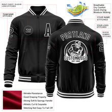 Laden Sie das Bild in den Galerie-Viewer, Uksn Individuelles Bomberjacke in Schwarz-Weiß mit Reißverschluss und Varsity-Letterman-Stil
