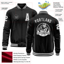 Laden Sie das Bild in den Galerie-Viewer, Uksn Individuelles Bomberjacke in Schwarz-Weiß mit Reißverschluss und Varsity-Letterman-Stil
