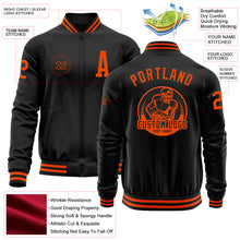 Laden Sie das Bild in den Galerie-Viewer, Uksn Individuelles Bomberjacke in Schwarz-Orange mit Reißverschluss und Varsity-Letterman-Stil
