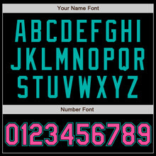 Laden Sie das Bild in den Galerie-Viewer, Uksn Individuelles Bomberjacke in Schwarz-Aqua-Pink mit Reißverschluss und Varsity-Letterman-Stil
