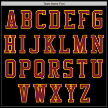 Laden Sie das Bild in den Galerie-Viewer, Uksn Individuelles Bomberjacke in Schwarz-Karmesinrot-Gold mit Reißverschluss und Varsity-Letterman-Stil
