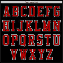 Laden Sie das Bild in den Galerie-Viewer, Uksn Individuelles Bomberjacke in Schwarz-Rot-Weiß mit Reißverschluss und Varsity-Letterman-Stil
