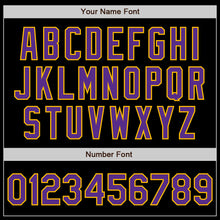 Laden Sie das Bild in den Galerie-Viewer, Uksn Individuelles Bomberjacke in Schwarz-Violett-Gold mit Reißverschluss und Varsity-Letterman-Stil
