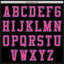 Laden Sie das Bild in den Galerie-Viewer, Uksn Individuelles Bomberjacke in Schwarz-Pink-Hellblau mit Reißverschluss und Varsity-Letterman-Stil
