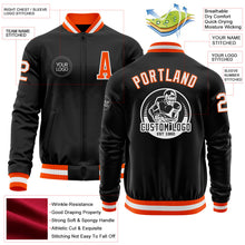 Laden Sie das Bild in den Galerie-Viewer, Uksn Individuelles Bomberjacke in Schwarz-Orange-Weiß mit Reißverschluss und Varsity-Letterman-Stil
